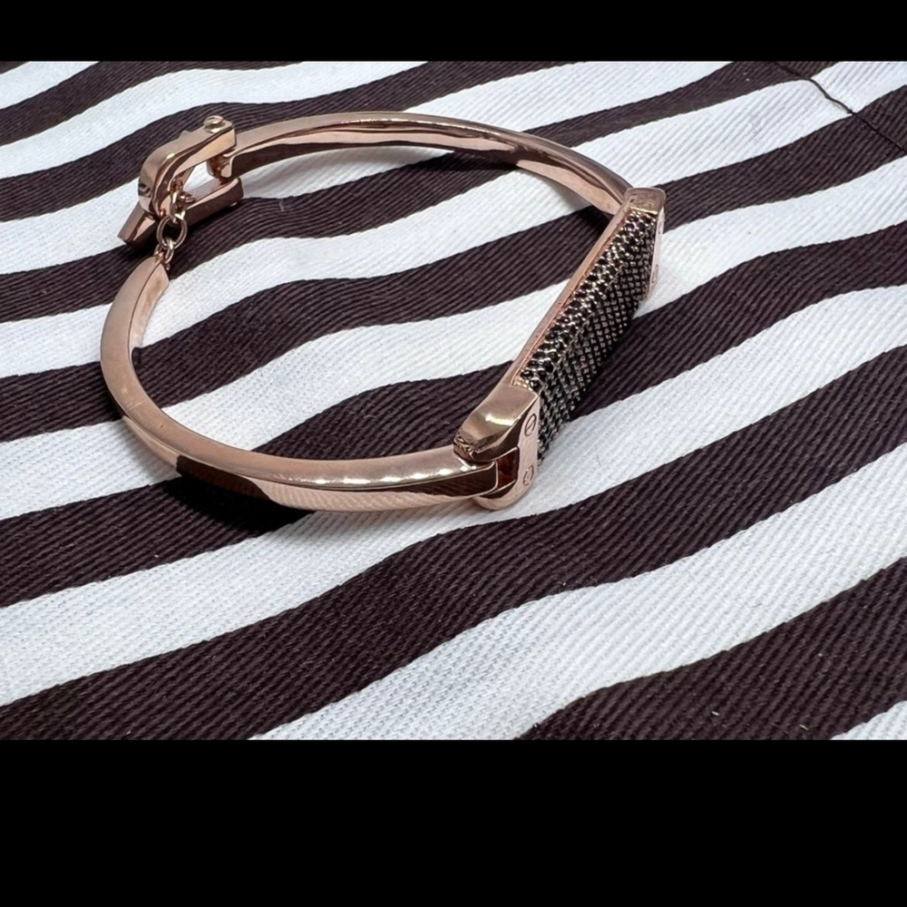 NWOT Henry BENDEL ELegant Rose Gold Bracelet with Black Diamonds Accents